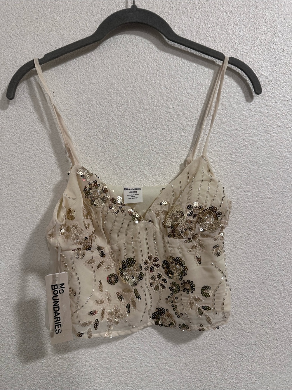 No Boundaries Cream Sequin Floral Cami